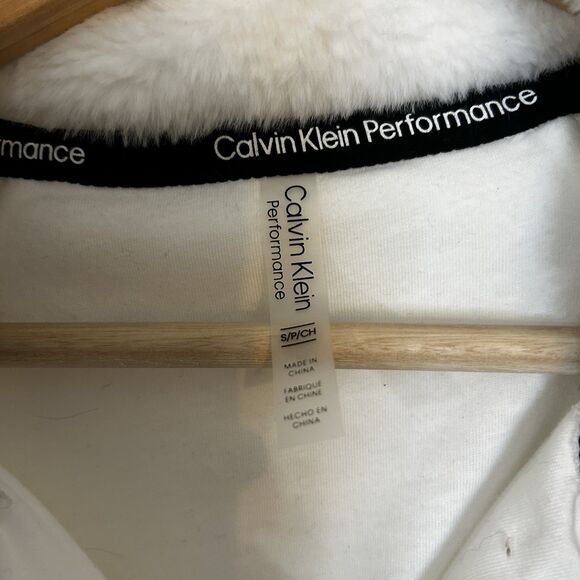 NWT Calvin Klein Performance quarter-zip fleece size S in white, so soft - Picture 6 of 6